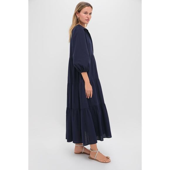 POMANDER PLACE Navy Mabel Maxi Dress Size M NWT Retail $148 Tuckernuck - Picture 4 of 5